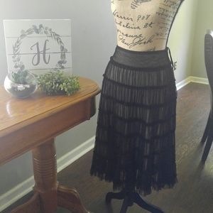 Tiered skirt with sheer overlay